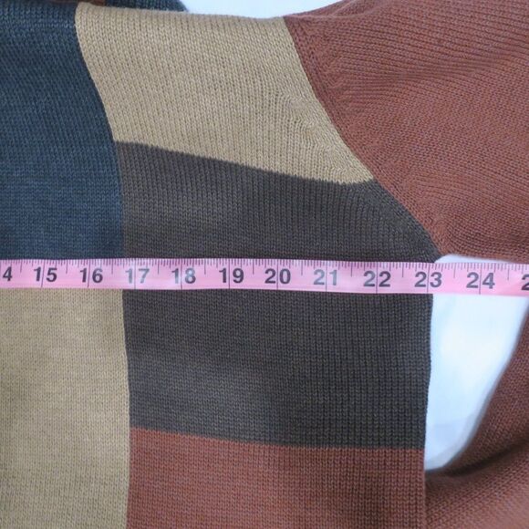 OSCAR DE LA RENTA vintage mens sweater knit brown Large block cotton grandpa pul - Picture 10 of 11